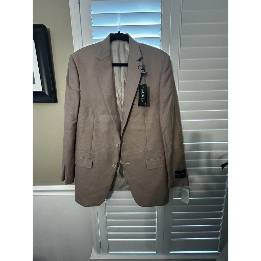 Lauren Ralph Lauren Blazer Mens 40 L Tan Silk Wool Blend Sport Coat Jacket NEW